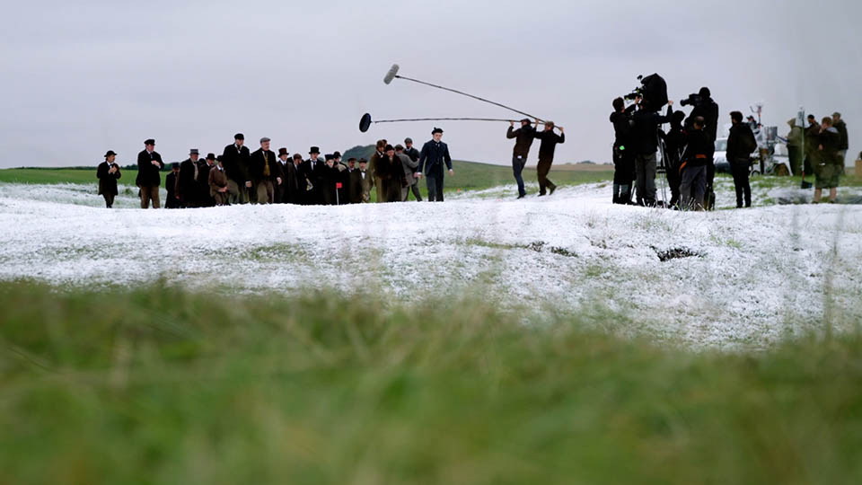 Behind the scenes on location filming on golf course