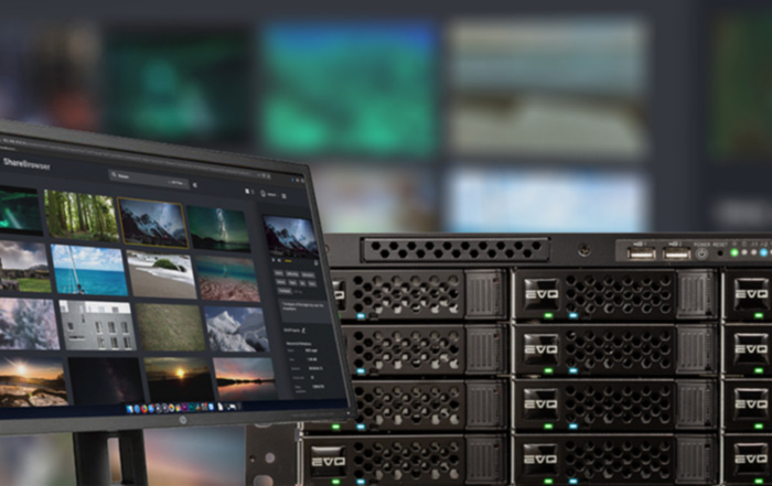 ShareBrowser MAM software and EVO 16 Bay shared storage media server
