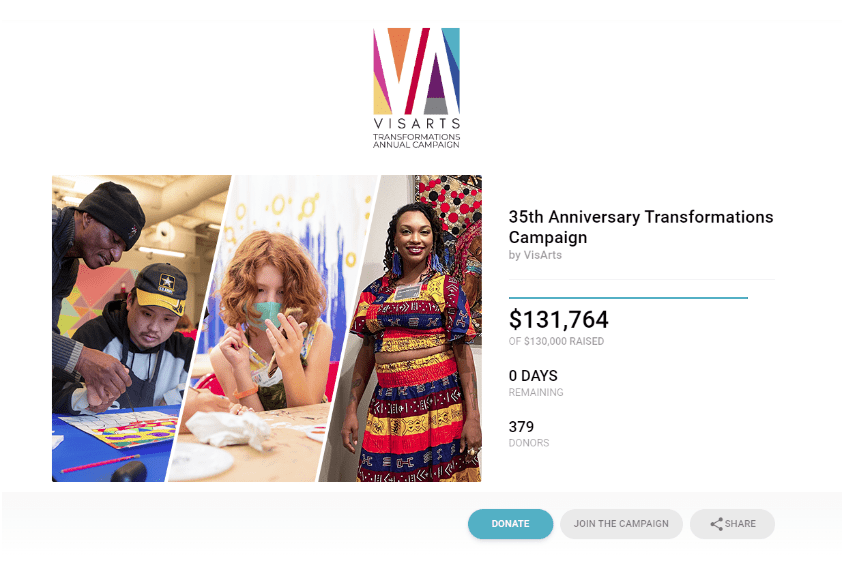 VisArts CauseVox 35th Anniversary Transformations Campaign